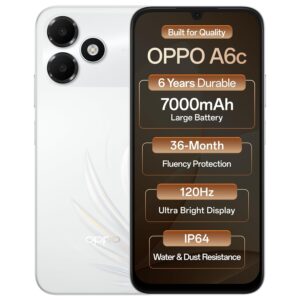 Oppo A6c 4G (Feather White, 4GB RAM, 128GB Storage)
