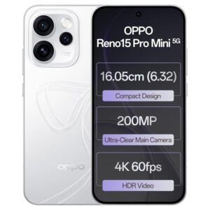 Oppo Reno15Pro mini 5G (Glacier White, 12GB RAM, 256GB Storage)